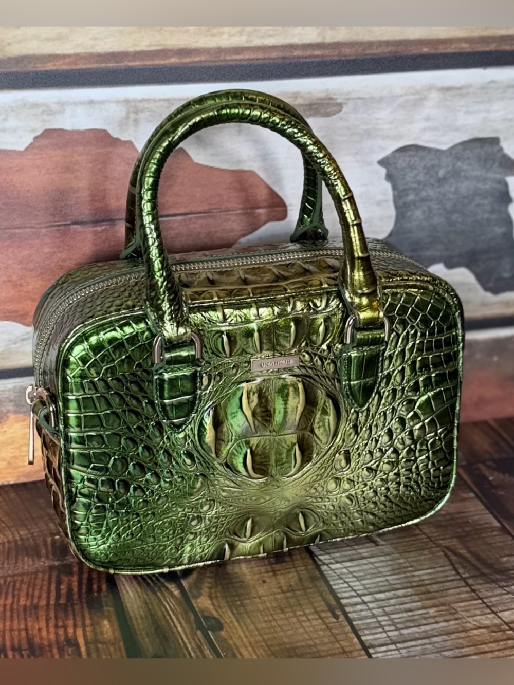 Firm ~~ 2x eyes Brahmin Mara Cacti Green Metallic Beauty NWT - Picture 11 of 16
